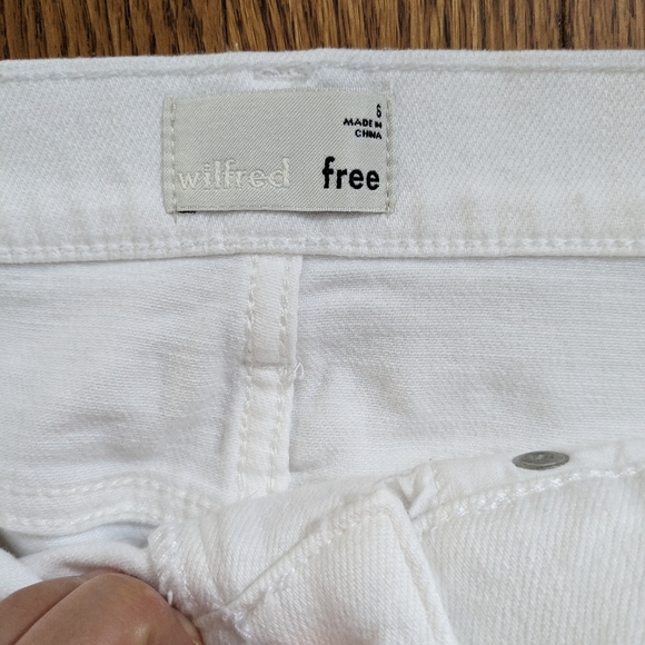 Aritzia Wilfred Free Tanit Skirt White Denim Mini Skirt Frayed Hem size S small - Picture 6 of 10